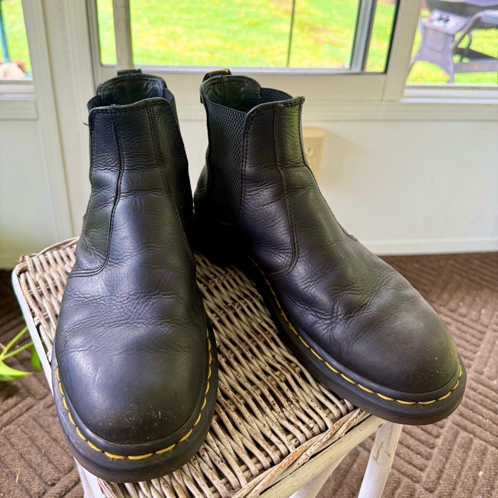 Dr. Martens Black Boots with Yellow Stitching - Picture 4 of 5